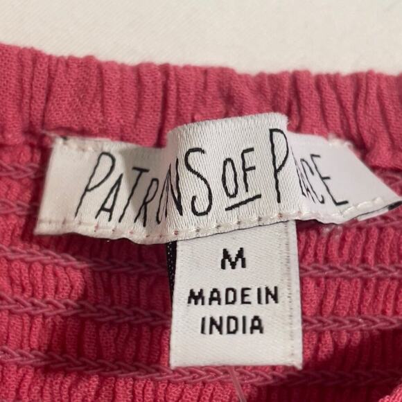 PATRONS OF PEACE Keyhole Crinkle Tank Ruffle Strap Bubble Gum NWT Medium - Picture 8 of 15